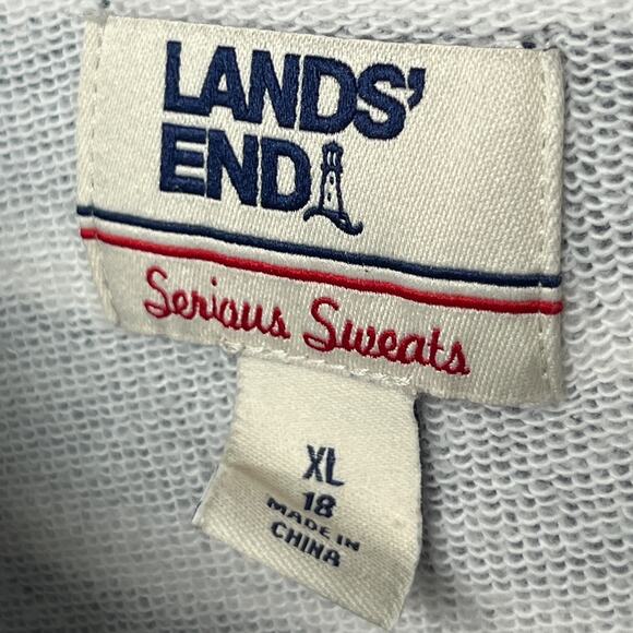 LANDS END Sweatshirt Womens XL 18 Serious Sweats Striped Jumper Pullover Blue - Picture 5 of 15